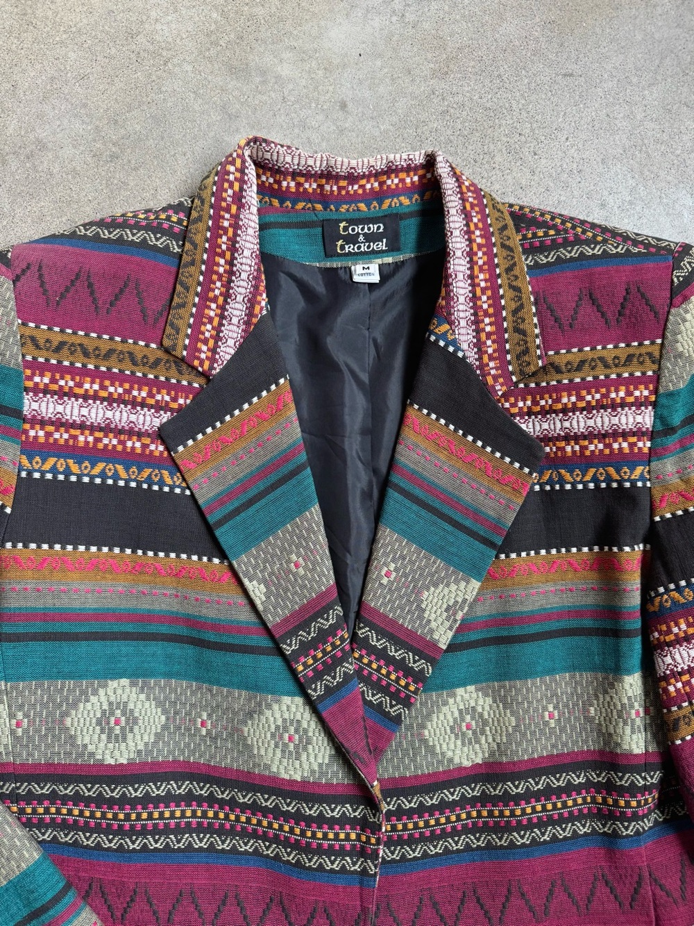 Vintage 80s Town & Travel Western Multi Pattern Jacquard Blazer - Picture 2 of 7